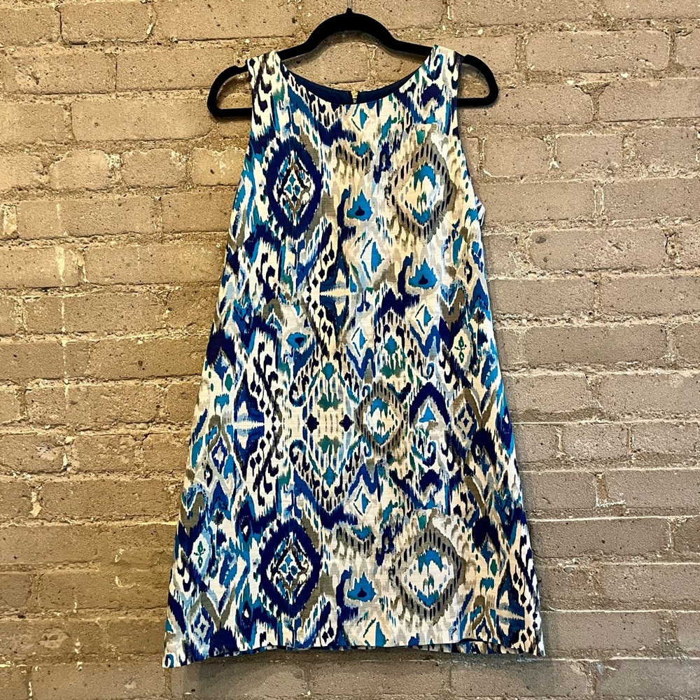 Eliza J Blue and White Patterned Dress